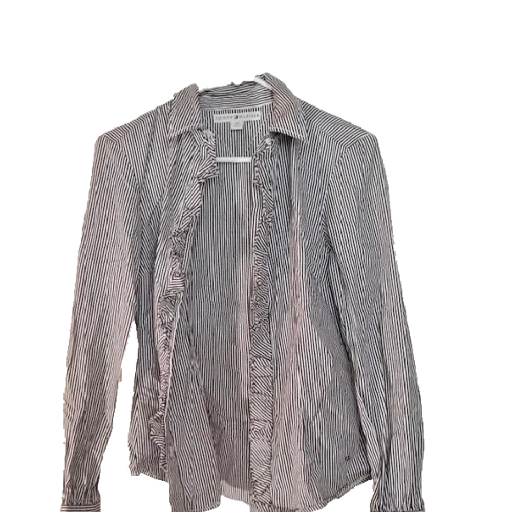 Tommy Hilfiger Pinstripe Button-Up Size Petite Small